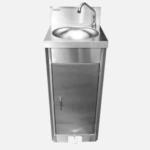 Lavamanos industrial de acero inoxidable STRONG con gabinete y acción de pie