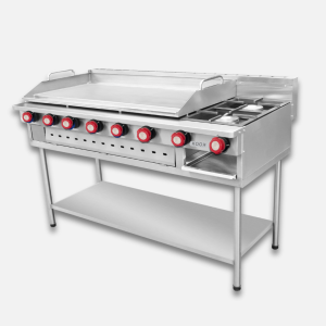 Plancha industrial en acero inoxidable Proditec con 2 quemadores
